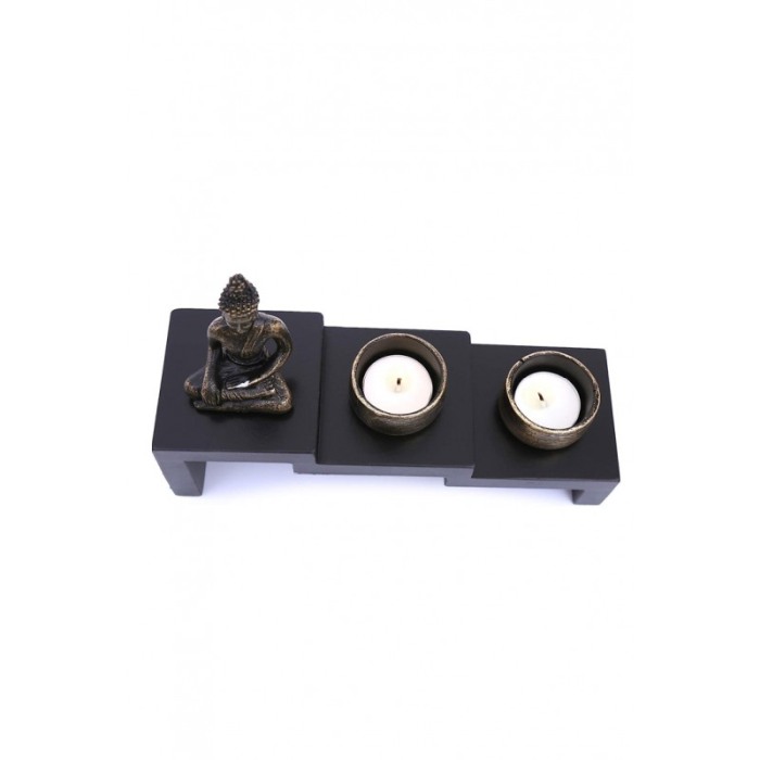 Set aromaterapie Buddha Wood Light, accesorii incluse, statueta, accente aurii, 24 cm, negru cu accente aurii, Doty® [5]
