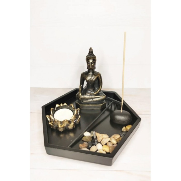 Set aromaterapie Pentagon Buddha, accesorii incluse, mini statueta, accente aurii, 20x21 cm [2]