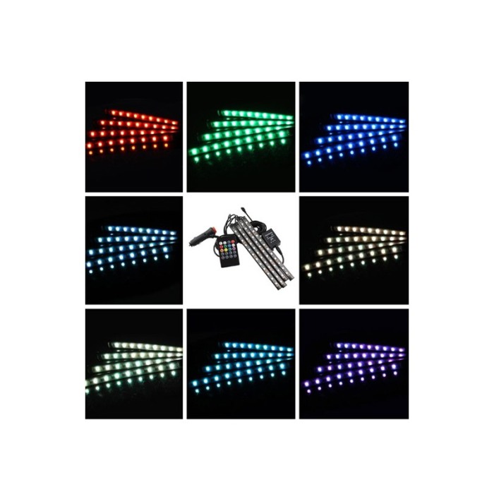 Set Baghete 12 Leduri Iluminare Ambientala LED AutoSwitchOn Doty®, Interior Masina, RGB cu Telecomanda [4]