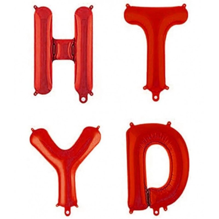 Set baloane rosii Happy Birthday ,din folie de milar , panglica, dimensiune litera 40 cm, doty [2]