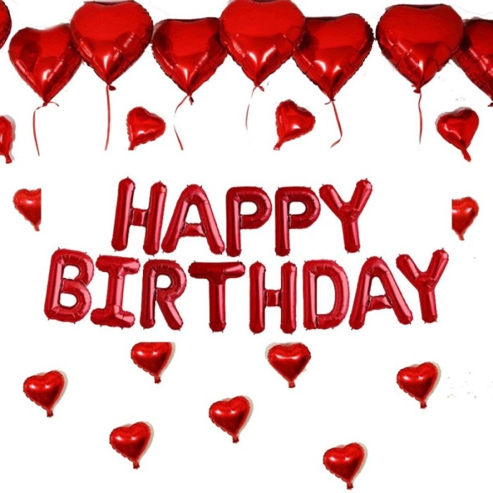 Set baloane rosii Happy Birthday ,din folie de milar , panglica, dimensiune litera 40 cm, doty [4]