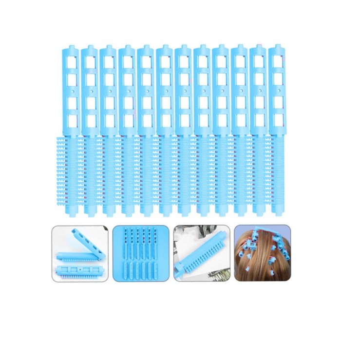 Set Bigudiuri Curlish, 4 bucati, usor de utilizat, pentru volum la radacina si stilizare, albastru deschis, 15x4 cm, Doty® [2]