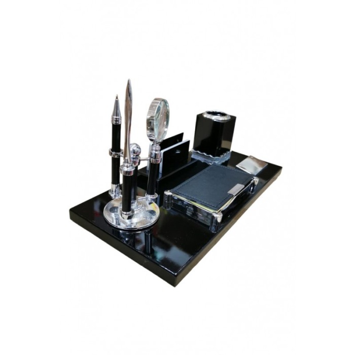 Set birou Business Letter Set, suport, instrumente birotica incluse, lemn maro inchis [2]