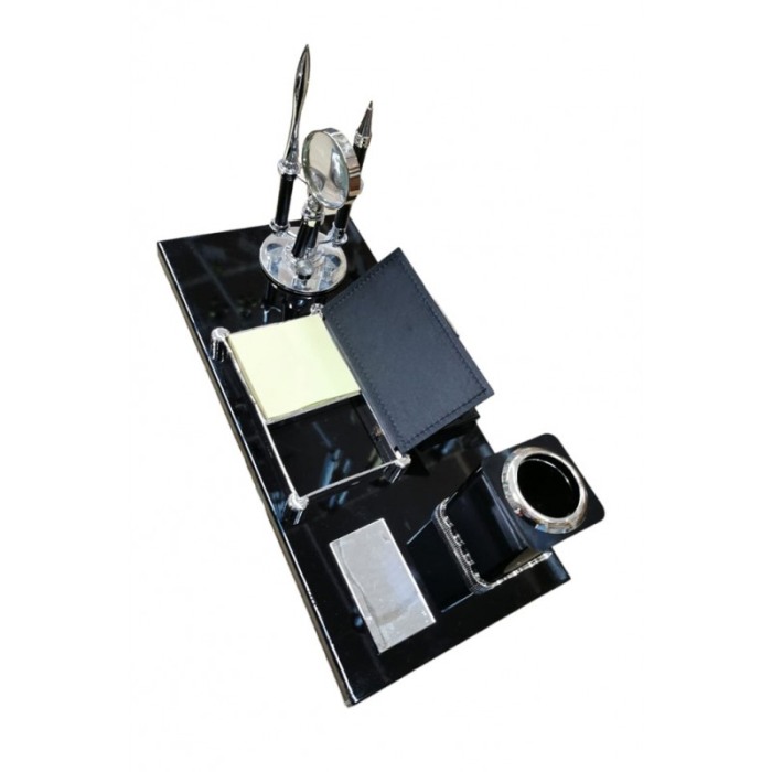 Set birou Business Letter Set, suport, instrumente birotica incluse, lemn maro inchis [4]