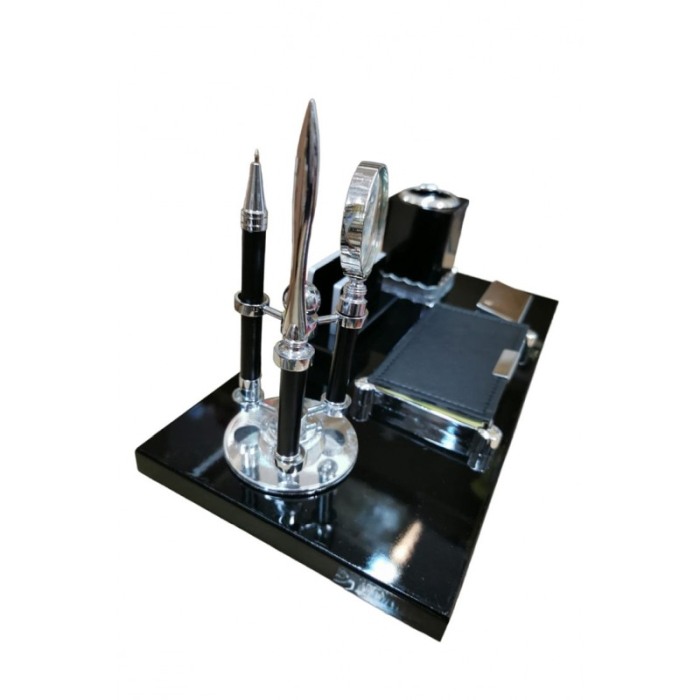 Set birou Business Letter Set, suport, instrumente birotica incluse, lemn maro inchis [3]