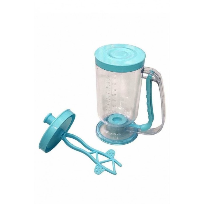 Set Blender manual pentru clatite si prajituri 2 in 1 Turquoise Batter, distribuitor aluat, cana gradata, turcoaz [7]