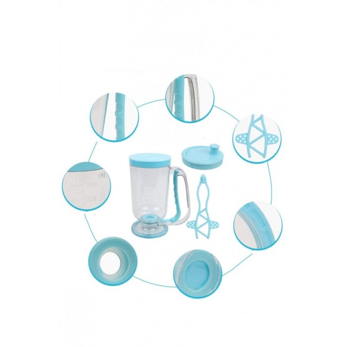 Set Blender manual pentru clatite si prajituri 2 in 1 Turquoise Batter, distribuitor aluat, cana gradata, turcoaz [4]