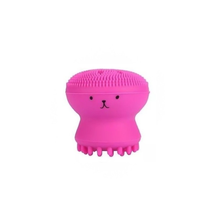 Set Bonita cu buretel cosmetic in forma de para si dispozitiv de curatare faciala, din silicon, roz/albastru [5]