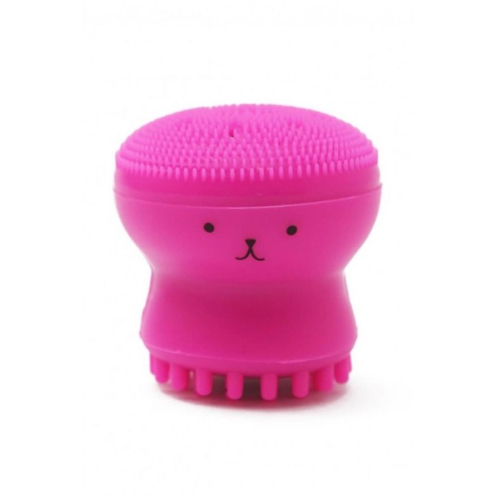 Set Bonita cu buretel cosmetic in forma de para si dispozitiv de curatare faciala, din silicon, roz/albastru [7]