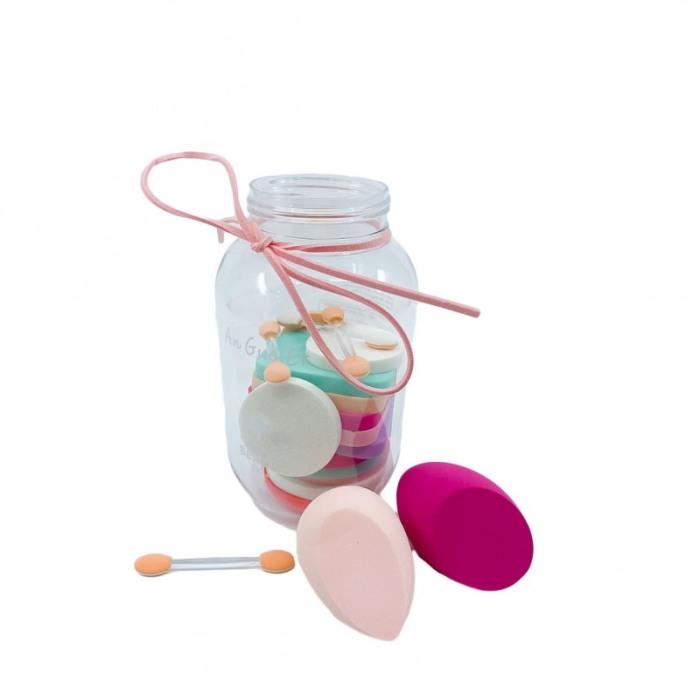 Set bureti make up Afrodita Jar, 20 piese, aplicator fond de ten, usor de folosit si curatat, multicolor [2]