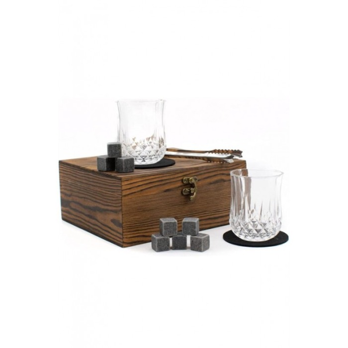 Set cadou pentru barbati WhiskyGame Doty®, cutie eleganta din lemn, 2 pahare, cleste, 8 cuburi din granit si suport pahare, [5]