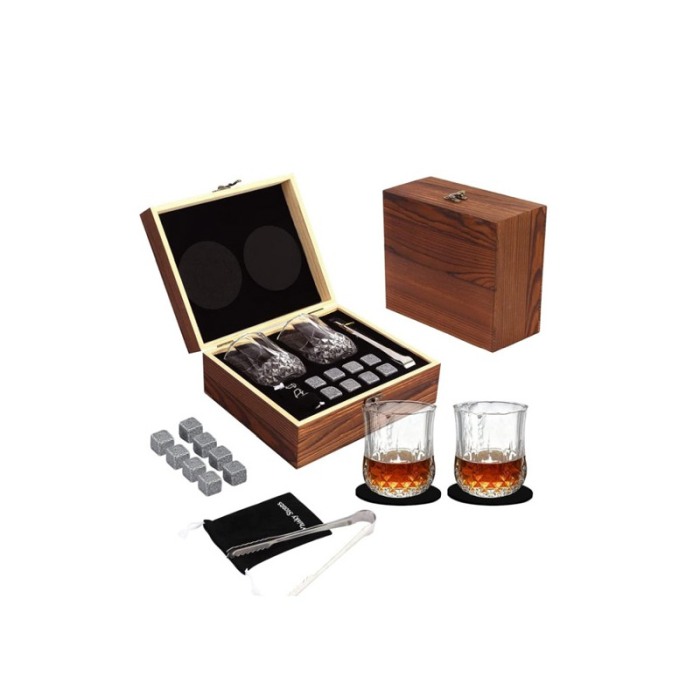 Set cadou pentru barbati WhiskyGame Doty®, cutie eleganta din lemn, 2 pahare, cleste, 8 cuburi din granit si suport pahare, [11]