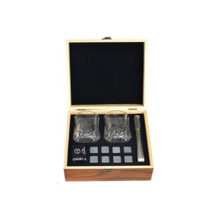 Set cadou pentru barbati WhiskyGame Doty®, cutie eleganta din lemn, 2 pahare, cleste, 8 cuburi din granit si suport pahare, [4]