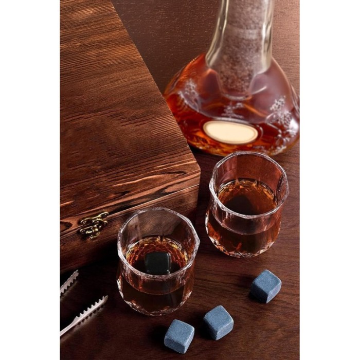 Set cadou pentru barbati WhiskyGame Doty®, cutie eleganta din lemn, 2 pahare, cleste, 8 cuburi din granit si suport pahare, [3]