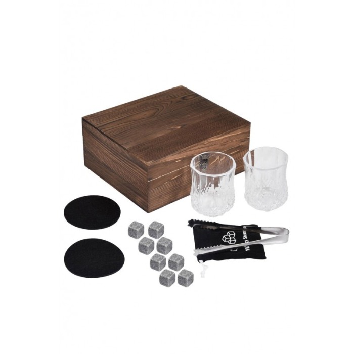 Set cadou pentru barbati WhiskyGame Doty®, cutie eleganta din lemn, 2 pahare, cleste, 8 cuburi din granit si suport pahare, [13]