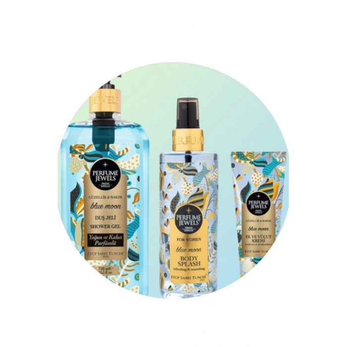 Set Cadou Perfume Jewels Eyup Sabri Tuncer, gel de dus, spray de corp si crema de corp/maini, Blue Moon [7]