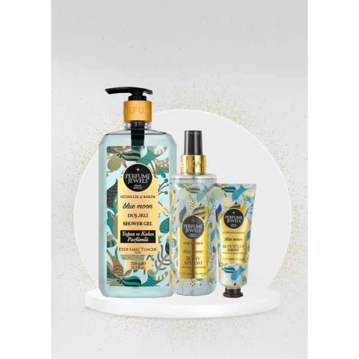 Set Cadou Perfume Jewels Eyup Sabri Tuncer, gel de dus, spray de corp si crema de corp/maini, Blue Moon [4]