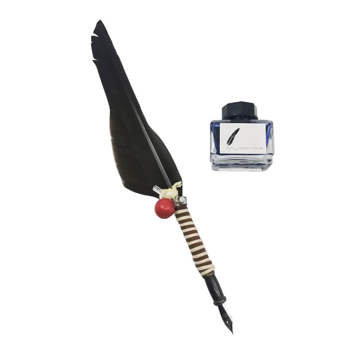 Set caligrafie vintage OldGoldNip, cu penite incluse si calimara, stilou cu pana, maro, Doty®️ [3]