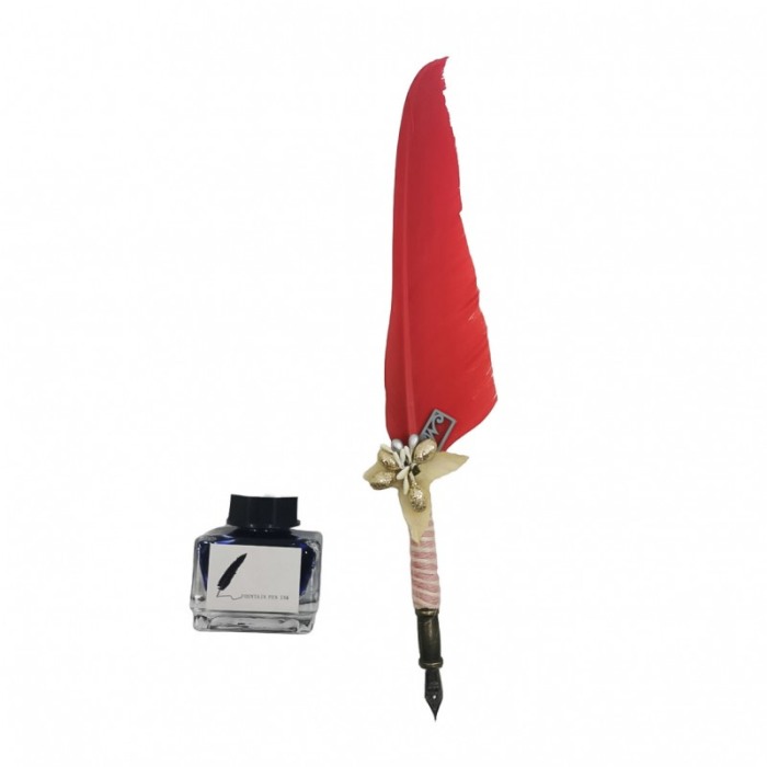 Set caligrafie vintage OldGoldNip, cu penite incluse si calimara, stilou cu pana, rosu [2]