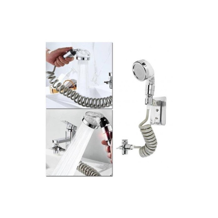 Set cap de dus ArtDouche, furtun telescopic, accesorii incluse, ABS, argintiu [9]