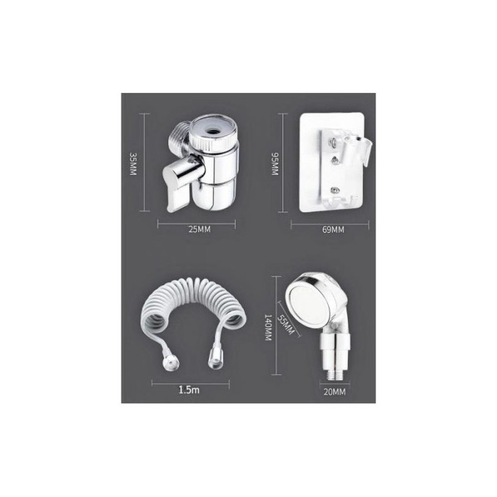 Set cap de dus ArtDouche, furtun telescopic, accesorii incluse, ABS, argintiu [3]
