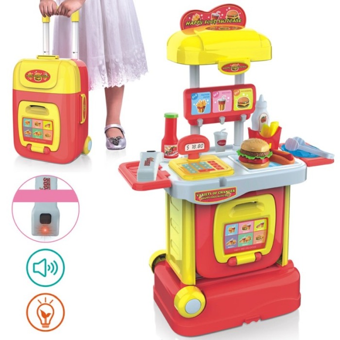 Set casa de marcat,set de joaca casier, 34 piese incluse, portabil, sub forma de troler,interactiv, usor de montat,multicolor, d [2]