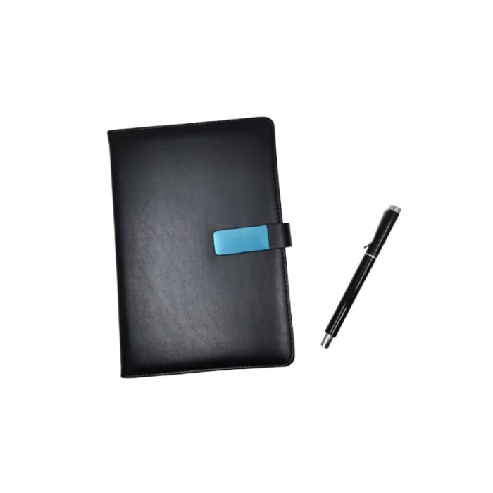 Set cu agenda si pix OfficeGifts Doty®, 20x15 cm, coperta din piele ecologica cu prindere magnetica, accente metalice, negru [4]