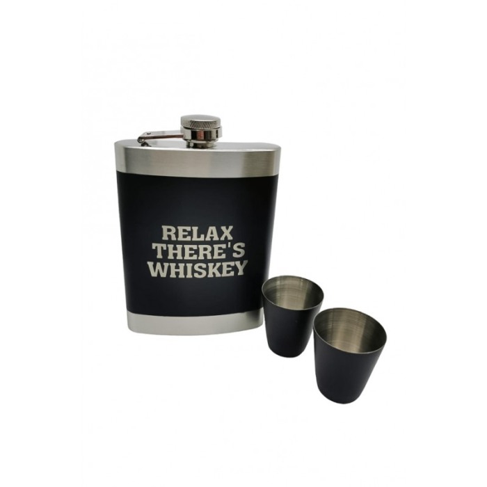 Set cutie eleganta cadou There's Whiskey Doty®, joc de sah, plosca de 150 ml din inox cu 2 pahare pentru tarie, palnie si pipa [6]