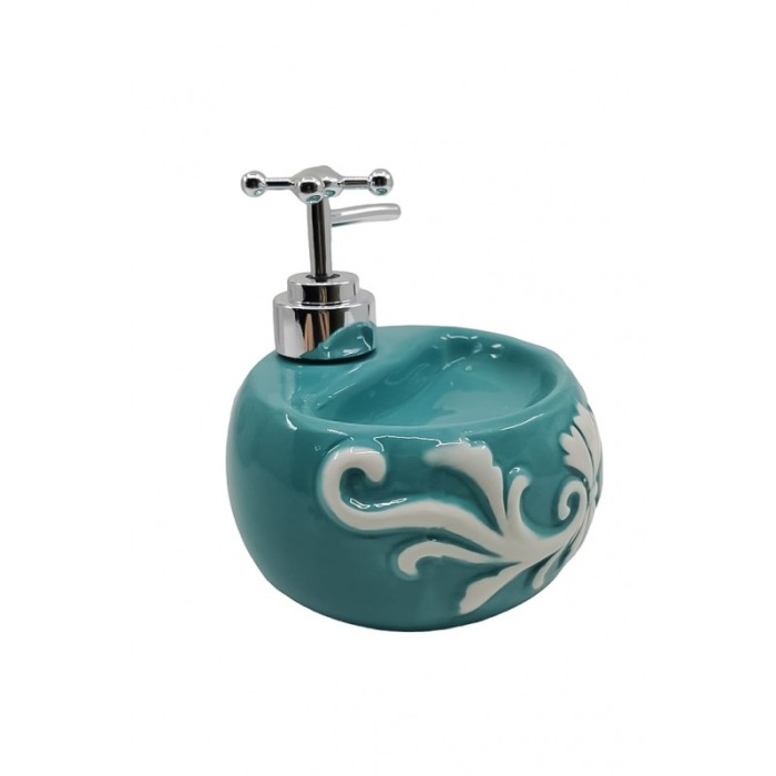 Set de baie Vintage Blue, design creativ, din ceramica, 14x10 cm, albastru/alb, Doty®️ [2]
