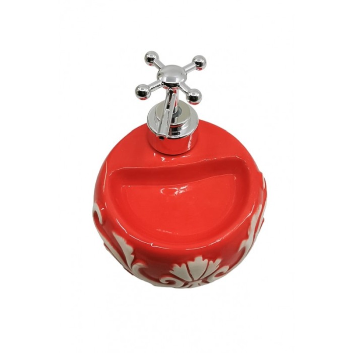 Set de baie Vintage Red, design creativ, din ceramica, 14x10 cm, rosu/alb, Doty®️ [4]
