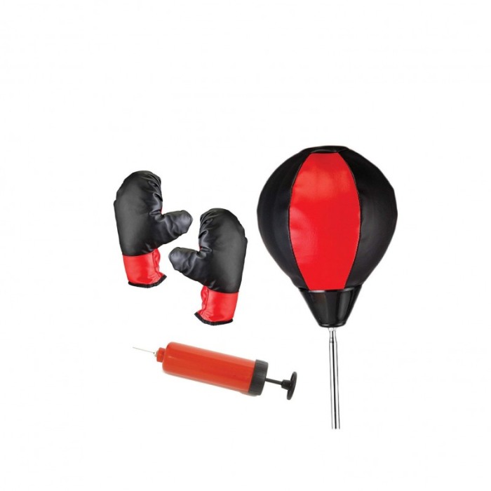 Set de box pentru copii Go Go Go, cu suport vertical , baza pentru picioare, minge, accesorii incluse, negru/rosu, 105 cm [2]