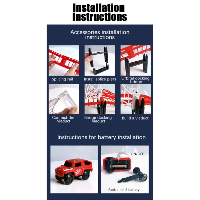 Set de constructie, circuit pentru masini, masina inclusa,accesorii, 36 piese, 2.5 m ,doty [2]