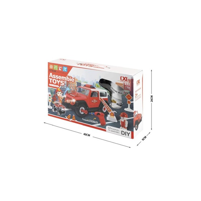 Set de constructie FireFighterCXL, model masina, jucarie interactiva, 46 piese, efecte sonore si luminoase, rosu, Doty [4]