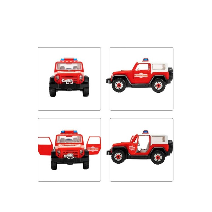 Set de constructie FireFighterCXL, model masina, jucarie interactiva, 46 piese, efecte sonore si luminoase, rosu, Doty [3]