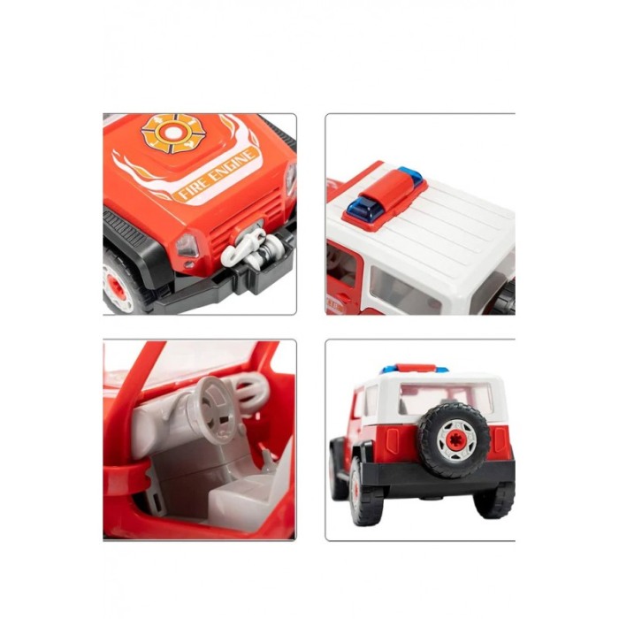 Set de constructie FireFighterCXL, model masina, jucarie interactiva, 46 piese, efecte sonore si luminoase, rosu, Doty [5]