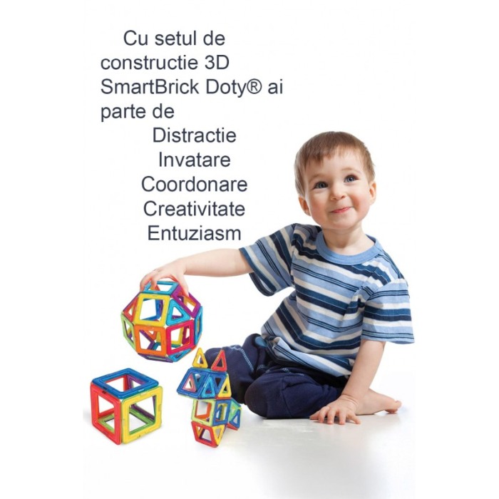 Set de constructie magnetic 3D SmartBrick Doty®, 38 de piese, Distractiv, Creativ si Educativ, Multicolor [4]