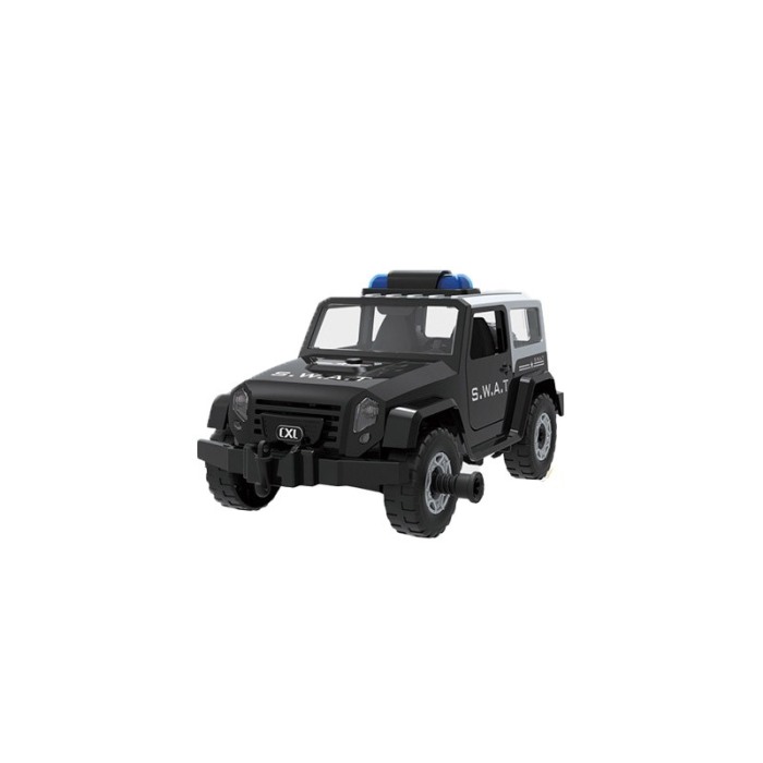 Set de constructie Swat CXL, model masina, jucarie educativa si interactiva, 46 piese, efecte sonore, negru, Doty®️ [7]