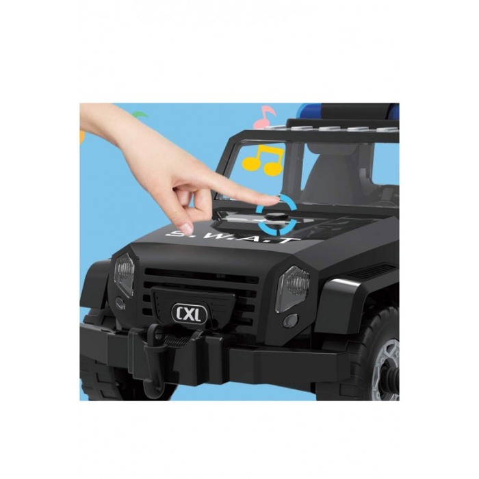 Set de constructie Swat CXL, model masina, jucarie educativa si interactiva, 46 piese, efecte sonore, negru, Doty®️ [4]