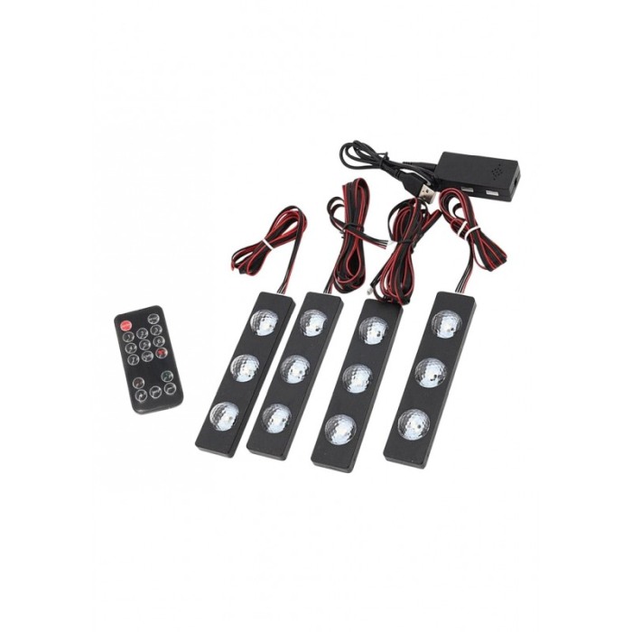 Set de lumini de atmosfera pentru masina TuningLights, LED, 7 culori, control prin telecomanda, 133 × 30 × 19 mm, Doty®️ [7]