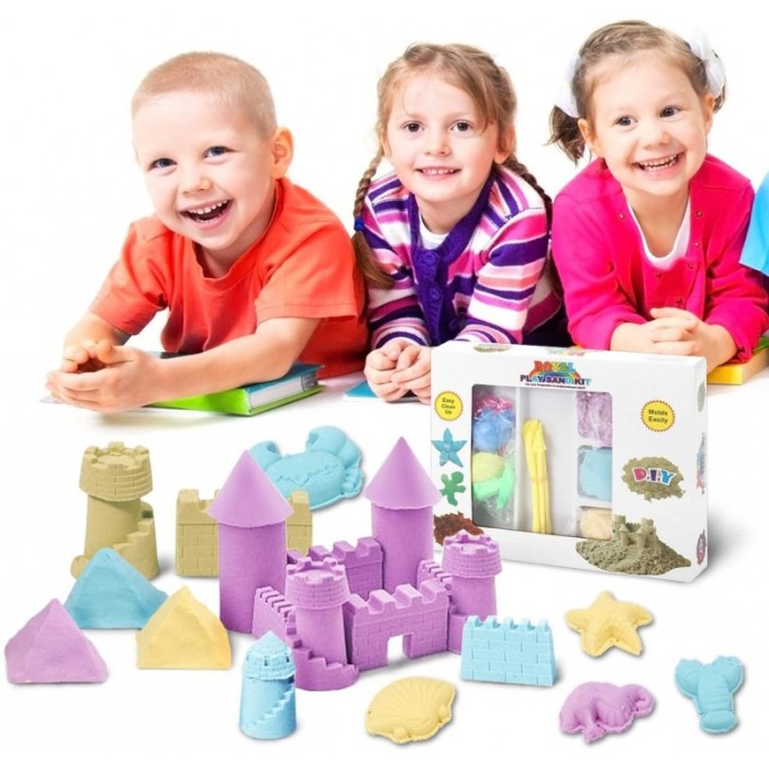 Set de nisip colorat DIY Artizanat ,3 culori nisip, 2 forme , 5 ustensile modelat ,Doty [4]