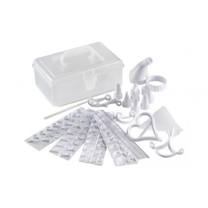 Set de ornare torturi si prajituri MyPerfectCake, 100 accesorii incluse, usor de utilizat, accesorii creative, alb,doty [1]