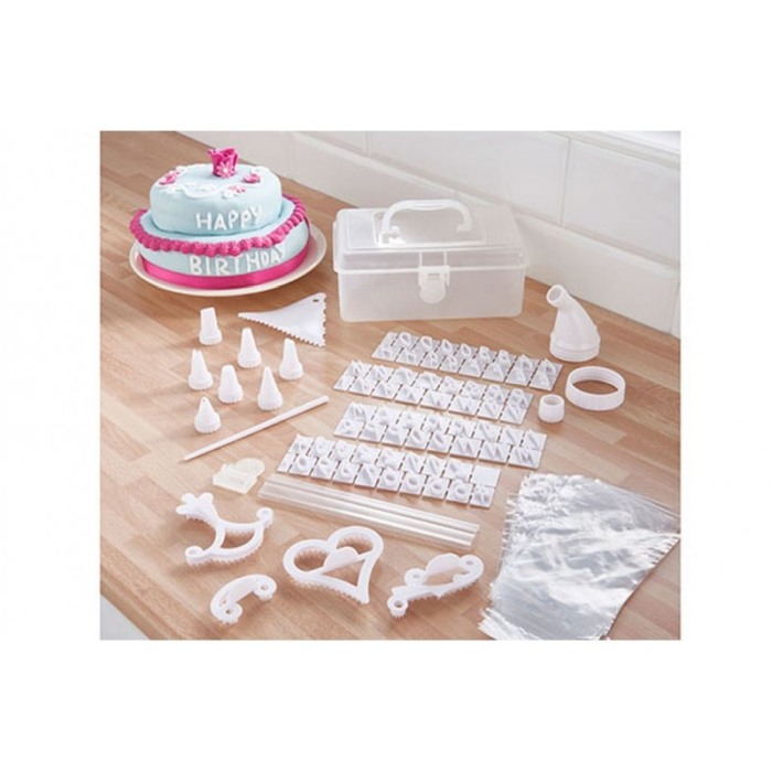 Set de ornare torturi si prajituri MyPerfectCake, 100 accesorii incluse, usor de utilizat, accesorii creative, alb,doty [5]