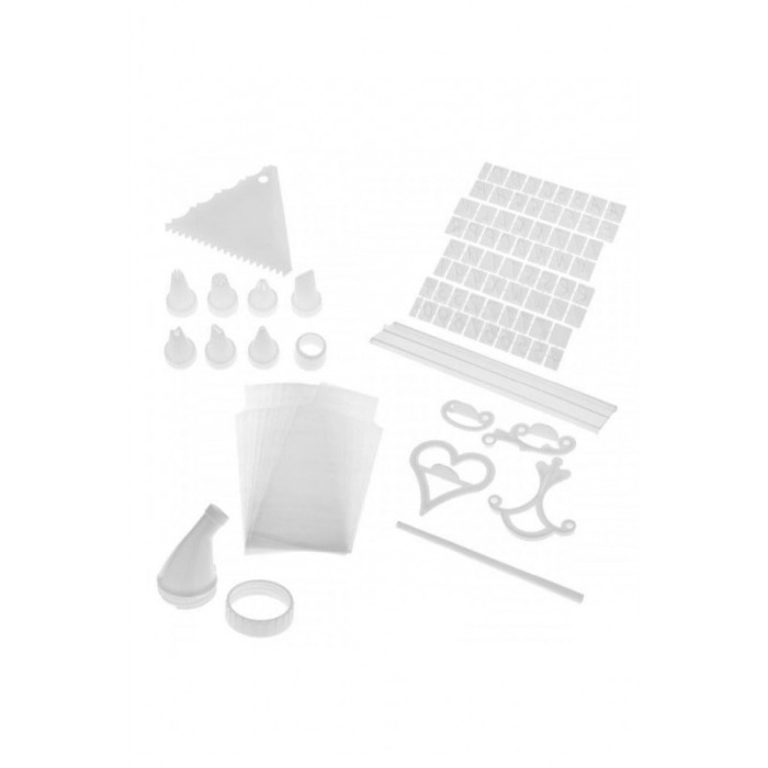 Set de ornare torturi si prajituri MyPerfectCake, 100 accesorii incluse, usor de utilizat, accesorii creative, alb,doty [2]