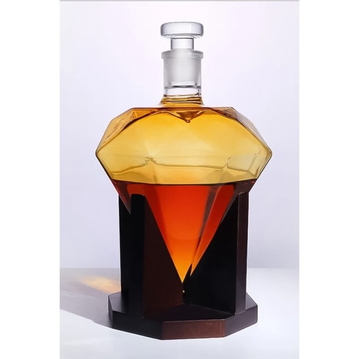 Set decantor Cullinan Diamond, forma diamant, suport din lemn,materiale de calitate,850 ml [2]