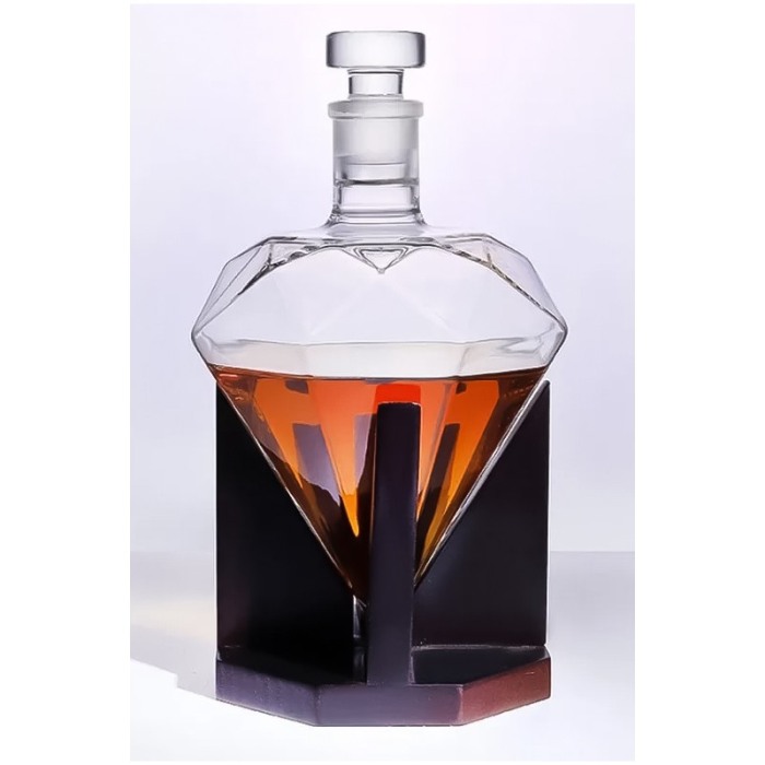 Set decantor Cullinan Diamond, forma diamant, suport din lemn,materiale de calitate,850 ml [3]