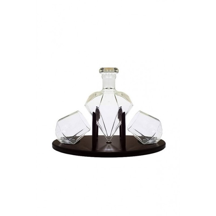 Set decantor Deluxe Diamond, cu stativ din lemn, 2 pahare, 850 ml, transparent, Doty®️ [3]