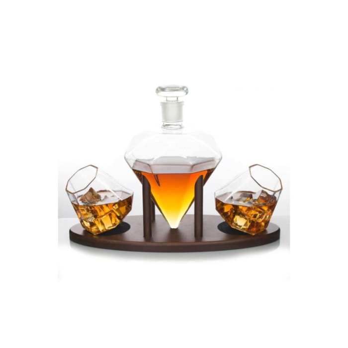 Set decantor Deluxe Diamond, cu stativ din lemn, 2 pahare, 850 ml, transparent, Doty®️ [5]