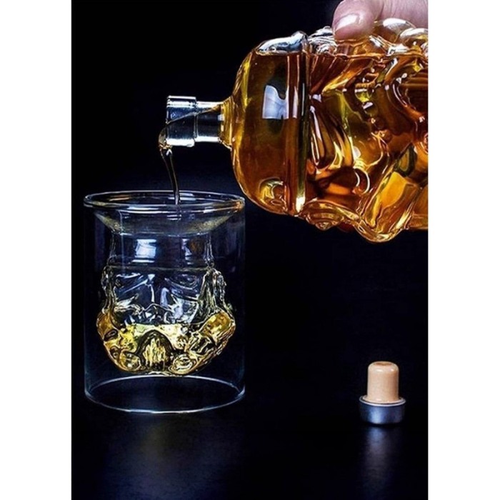 Set decantor Drunken Darth, forma personaj din film, din sticla, 2 pahare, elegant, 750 ml, Doty® [7]