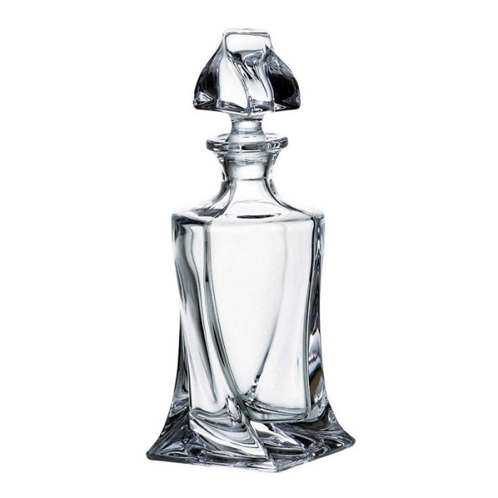 Set decantor Gallant Twisted Wood, accesorii incluse, 9 cuburi din granit, cutie lemn, 850 ml, transparent [3]