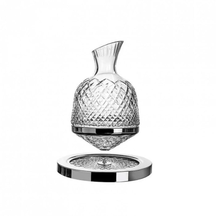 Set decantor Gravity Drinks, design modern, 2 pahare incluse, din cristal, suport metalic, 1500 ml, transparent [12]